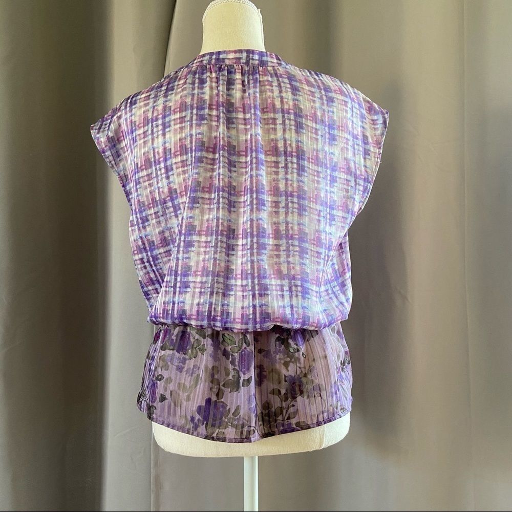 CAbi Eva Astor Purple Floral Peplum Blouse S - Picture 7 of 12